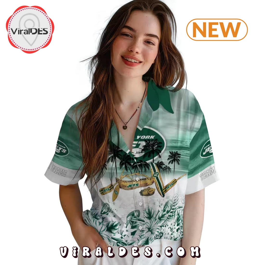 New York Jets Tropical Canoe Hawaiian Shirt