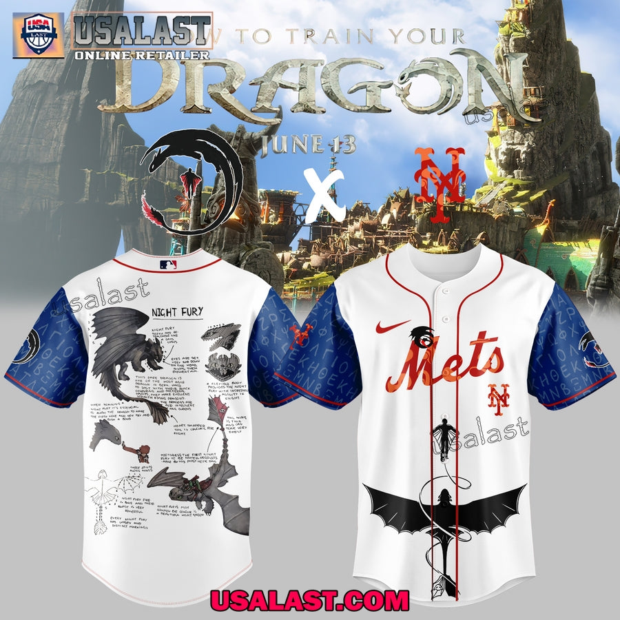New York Mets Night Fury Dragon Adult Kid Jersey Shirt