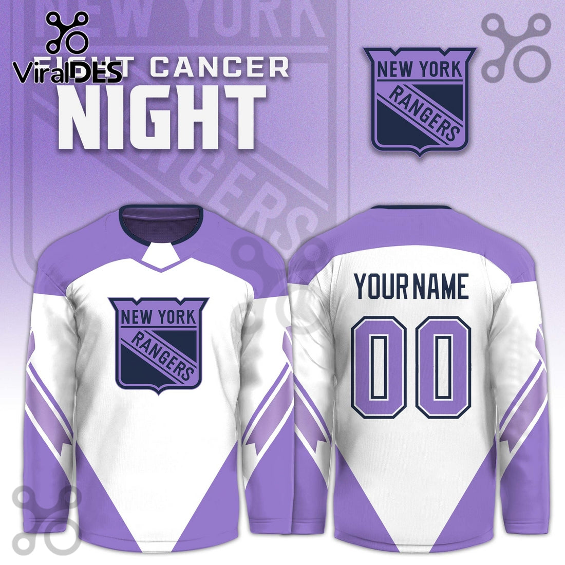 New York Rangers Hockey Fights Cancer Purple Jersey Limited Edition