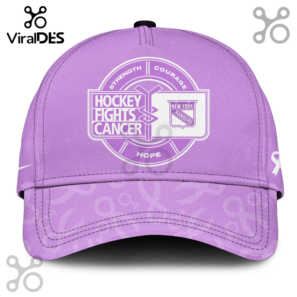 New York Rangers Hockey Fights Cancer Purple Ribbon Hoodie