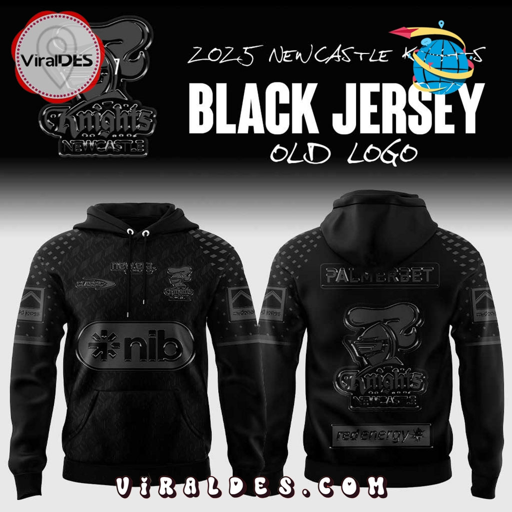 Newcastle Knights Back In Black Old Logo Hoodie 2025