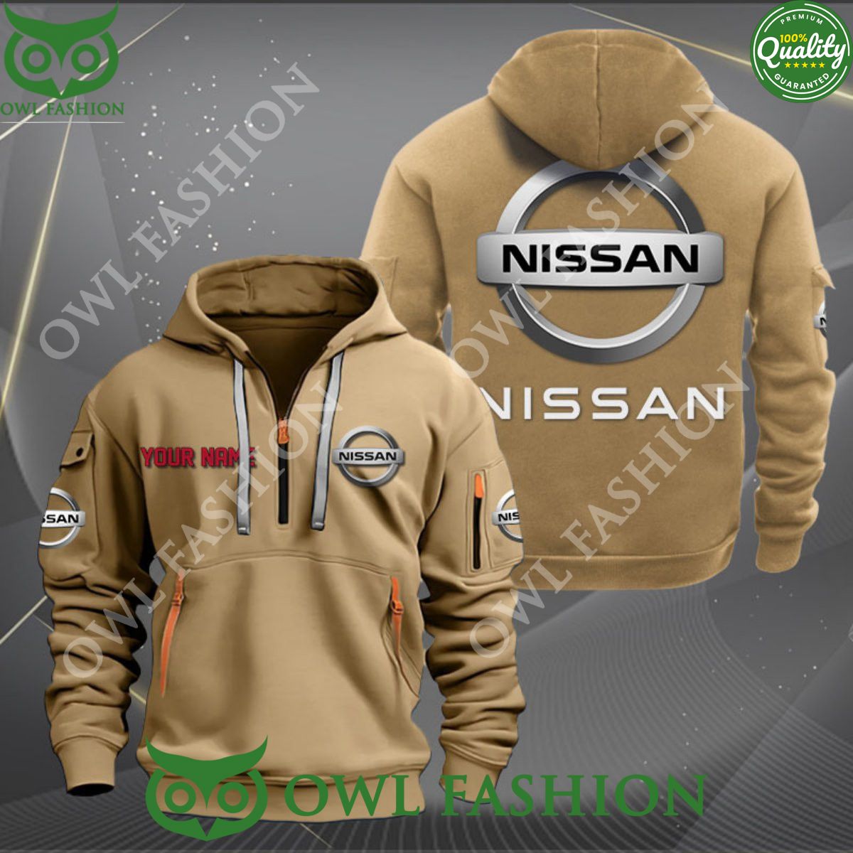 Nissan Brand Customized 2D Half Zipper Hoodie
