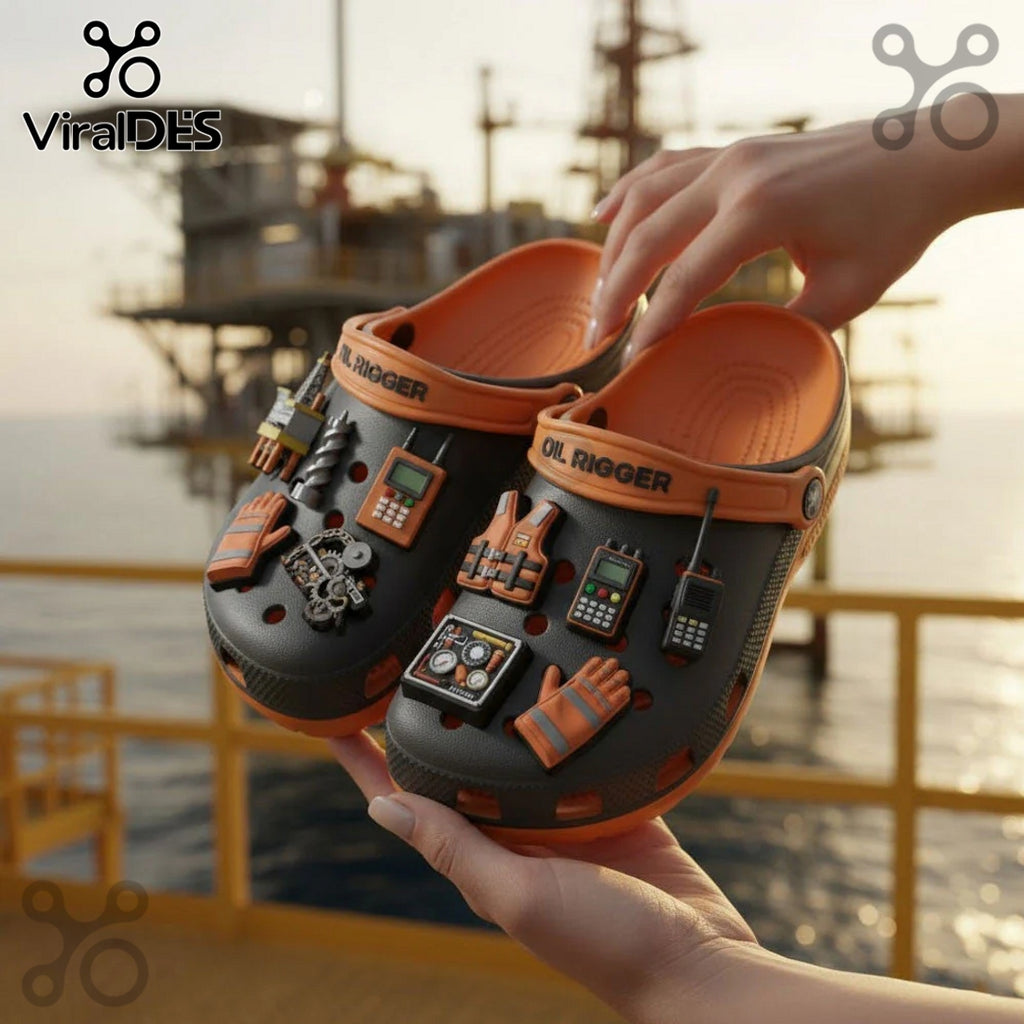 Oil Rigger Premium Crocs Clogs With Charms