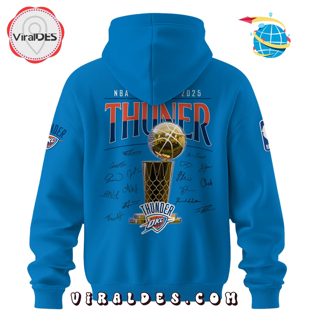 Oklahoma City Thunder Champion 2025 Blue Hoodie