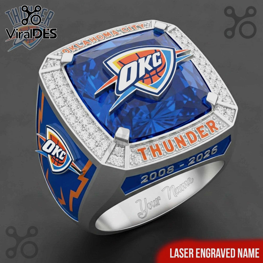 Oklahoma City Thunder Championship Engraved Name Ring