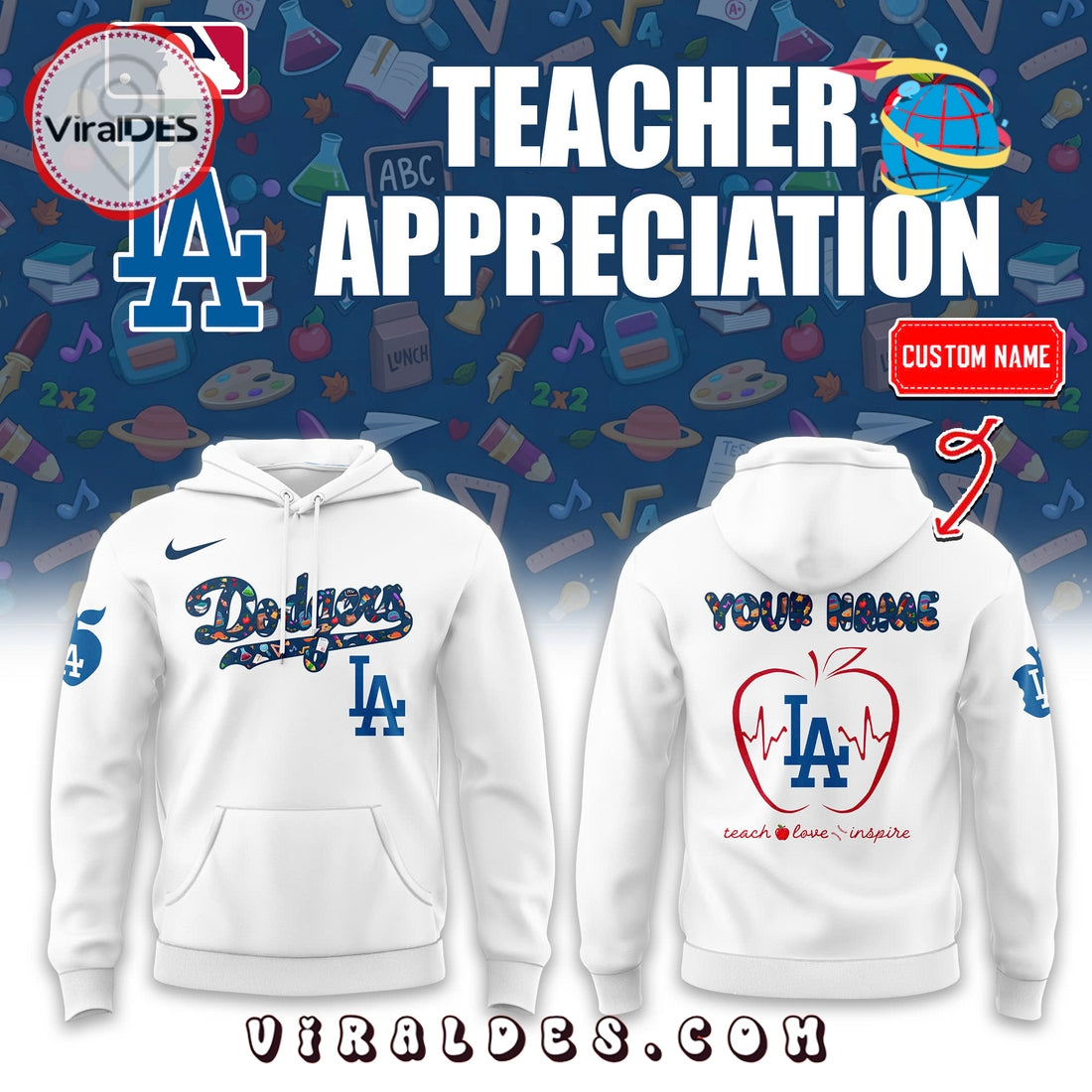 Personalized Los Angeles Dodgers Teacher Night Hoodie, Long Pants