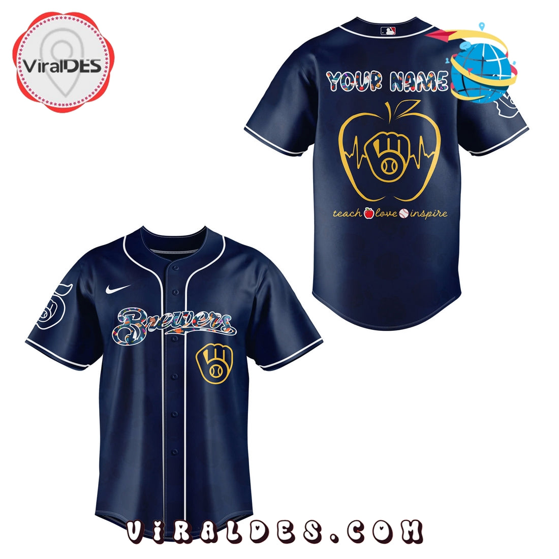 Personalized Milwaukee Brewers Teacher Night Baseball Jersey