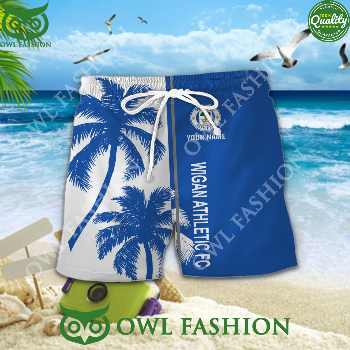 Personalized Wigan Athletic FC EFL League One Blue coconut tree 2024 Hawaiian Shirt