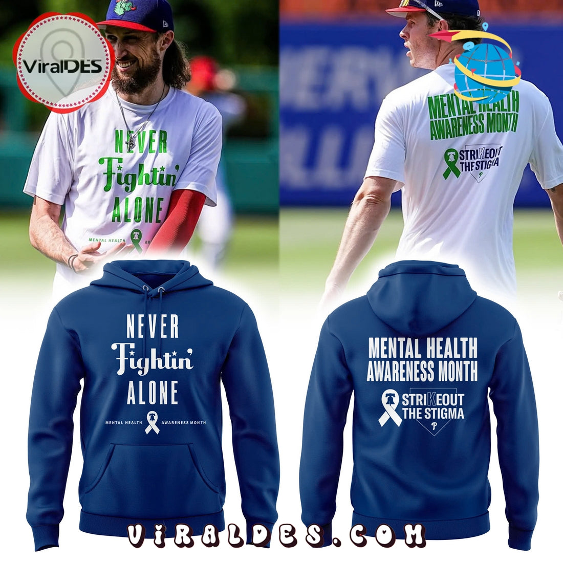 Philadelphia Phillies Mental Health Awareness Month Hoodie, Long Pants