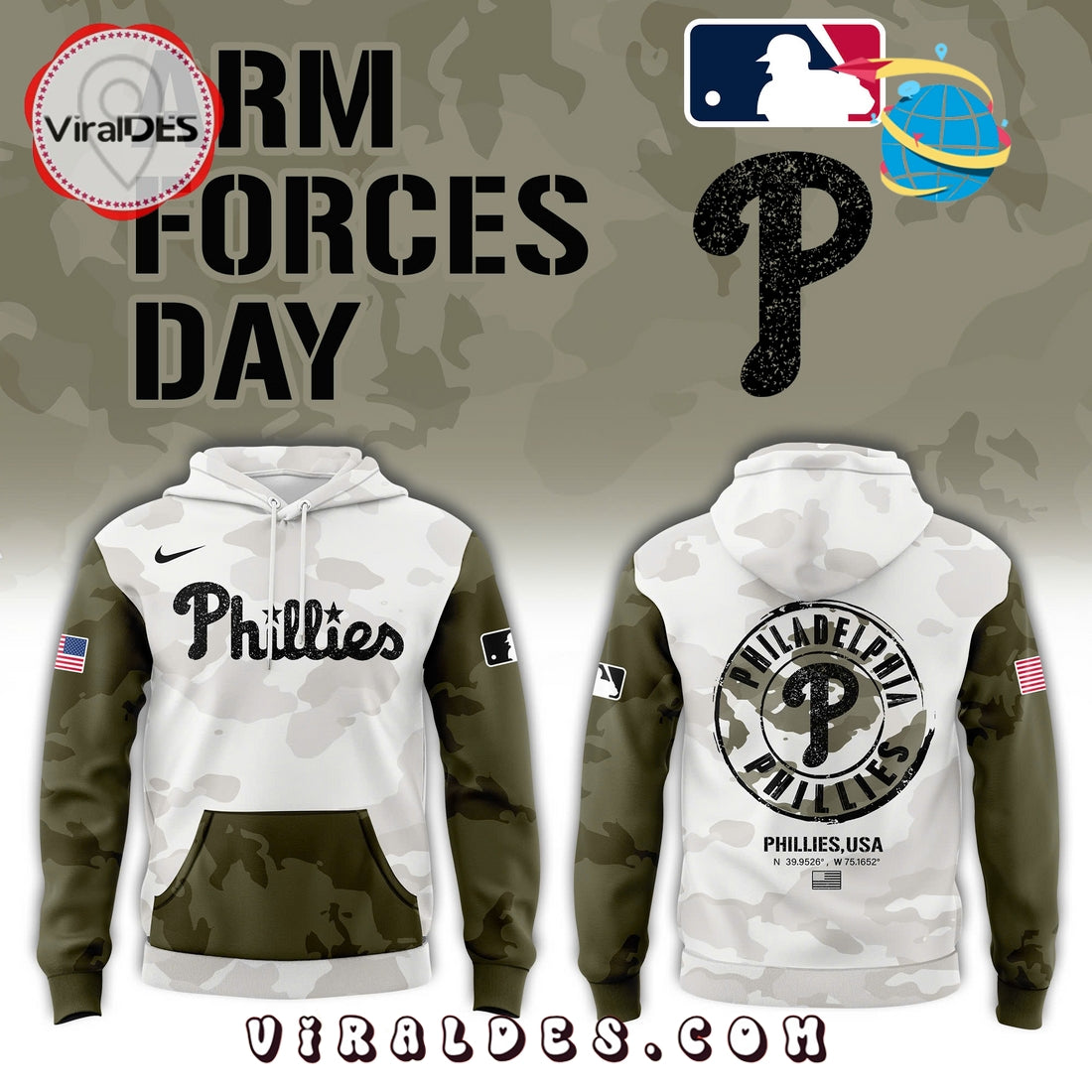 Philadelphia Phillies x Arm Forces Hoodie, Long Pants