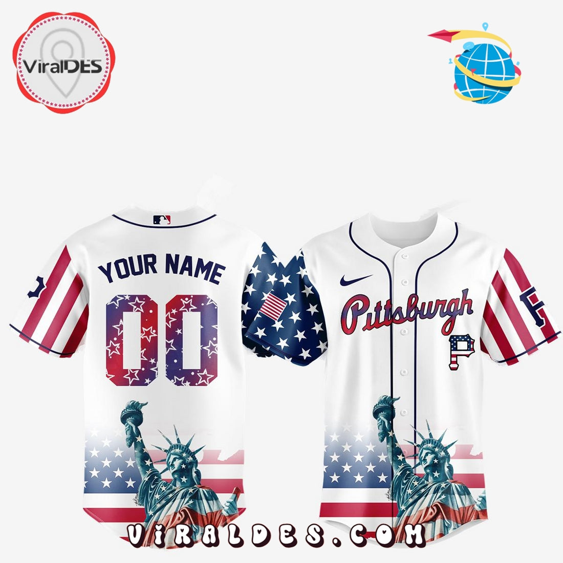 Pittsburgh Pirates Custom Independence Day Baseball Jersey