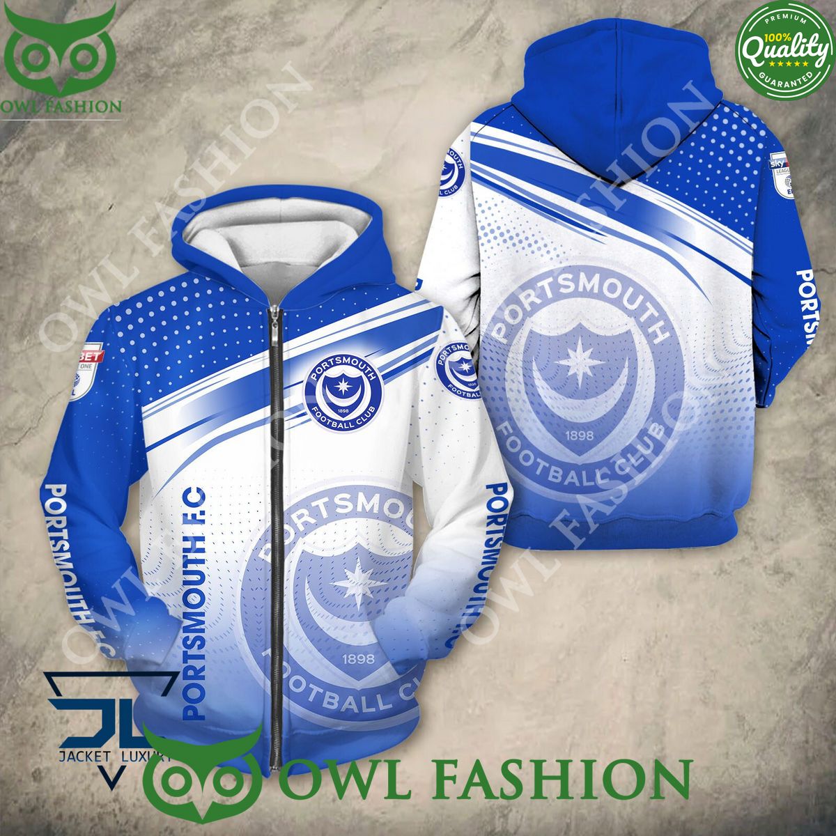 Portsmouth F.C Club Logo EFL Hoodie Shirt