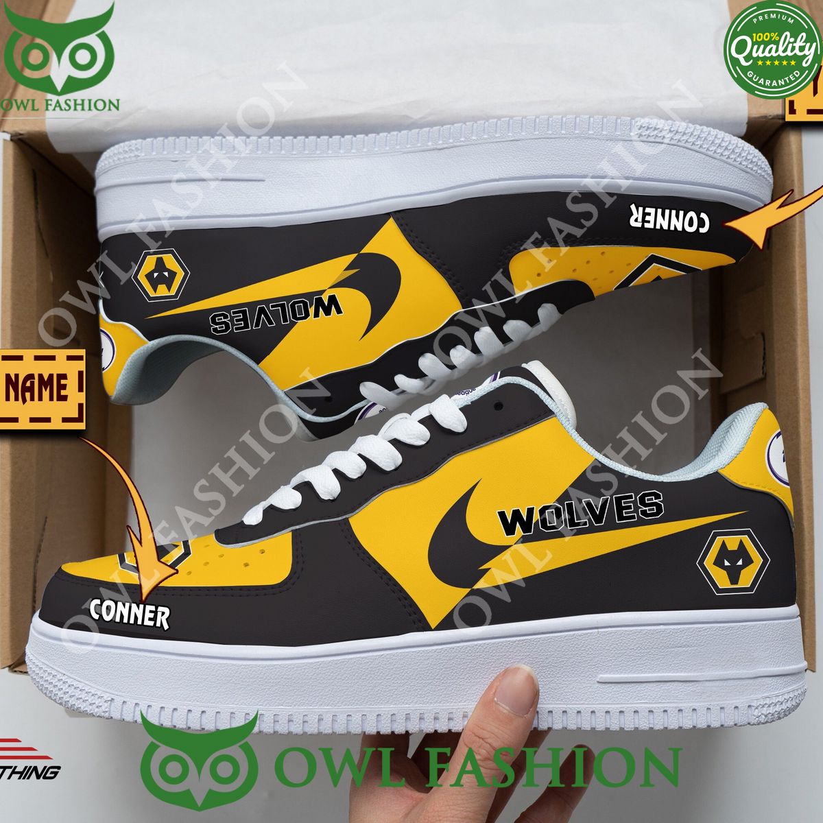 Premier League Wolverhampton Wanderers F.C Personalized Air Force 1 Shoes