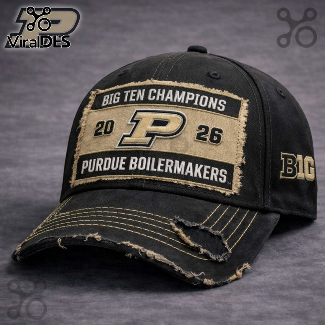 Purdue Boilermakers 2026 Big Ten Champions Distressed Adjustable Cap