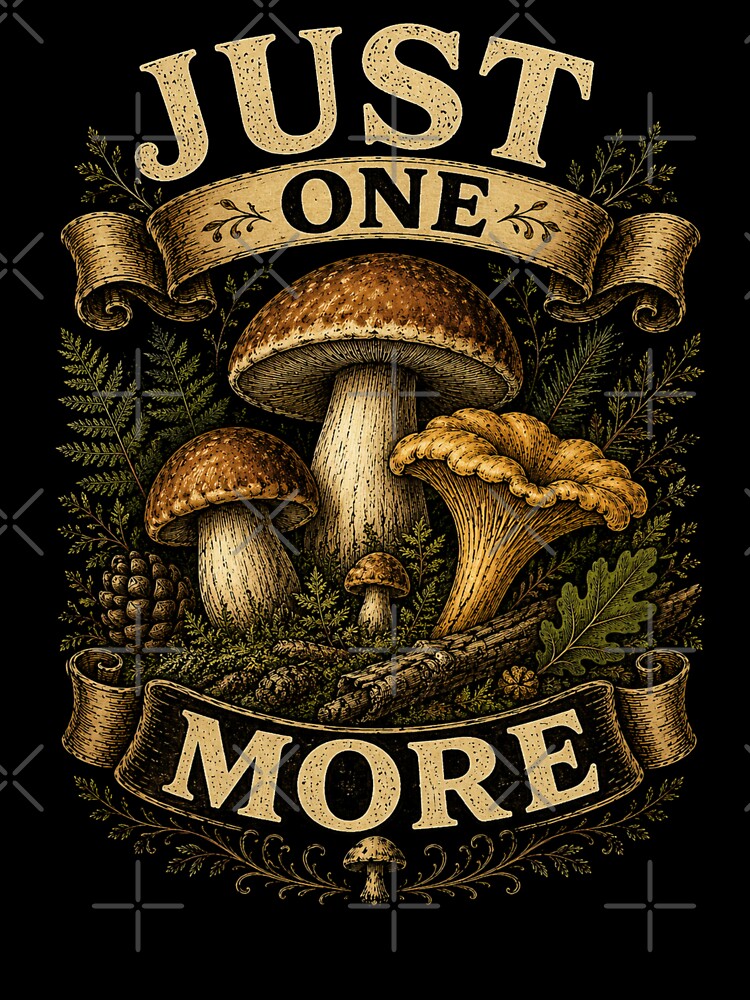 Just One More Funny Mushroom Foraging Mushroom Hunter by Harpagann