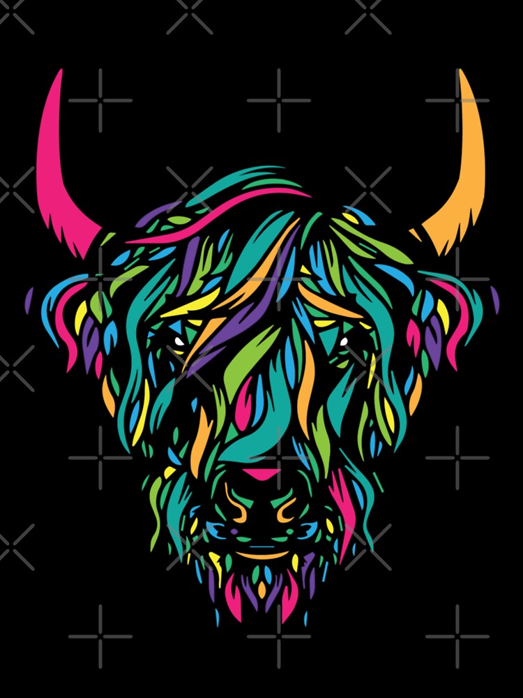 Colorful Highland Cow Art on Shirts, Shower Curtains, Phone Cases, and More! Add a Pop of Whimsy to Your Life! by Mrrs-co