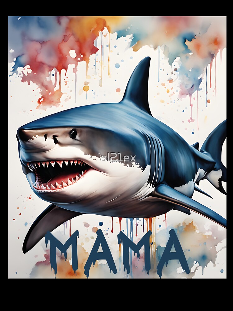 Mama Shark Watercolor Stylish Scary by al21ex