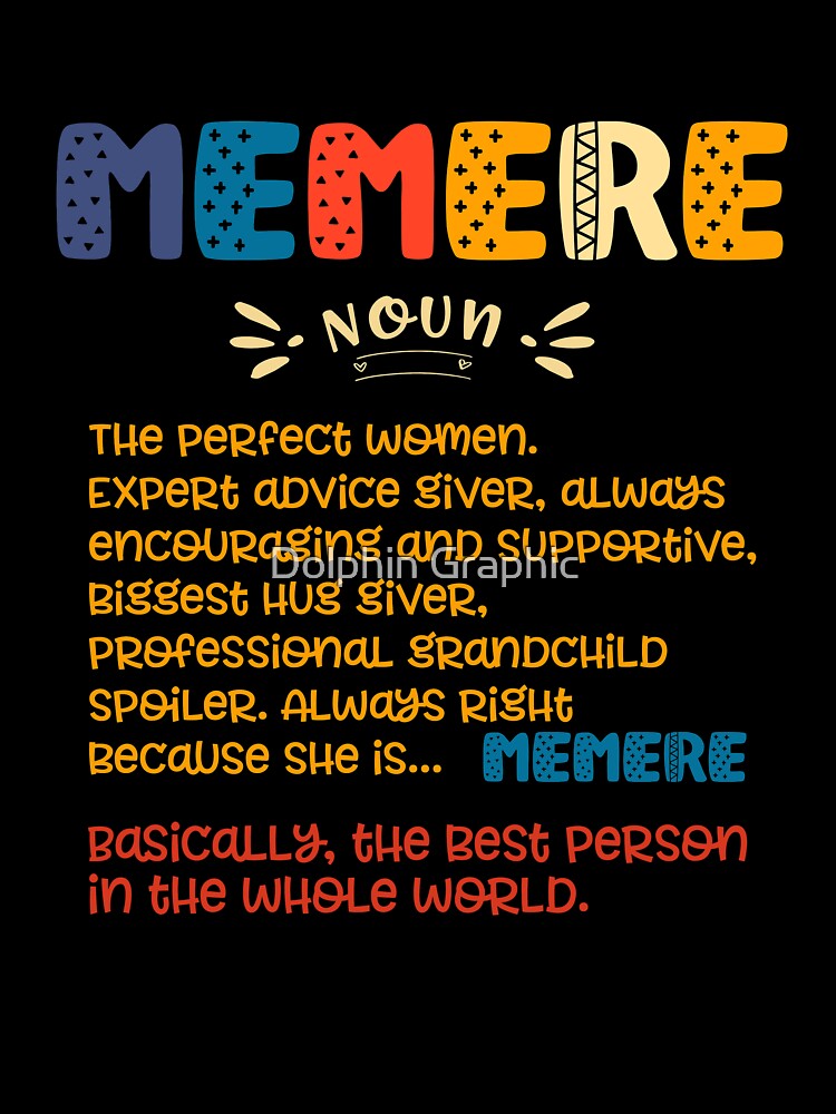 Memere Definition Grandma Family Cute Name Women Gift by Dolphin Graphic