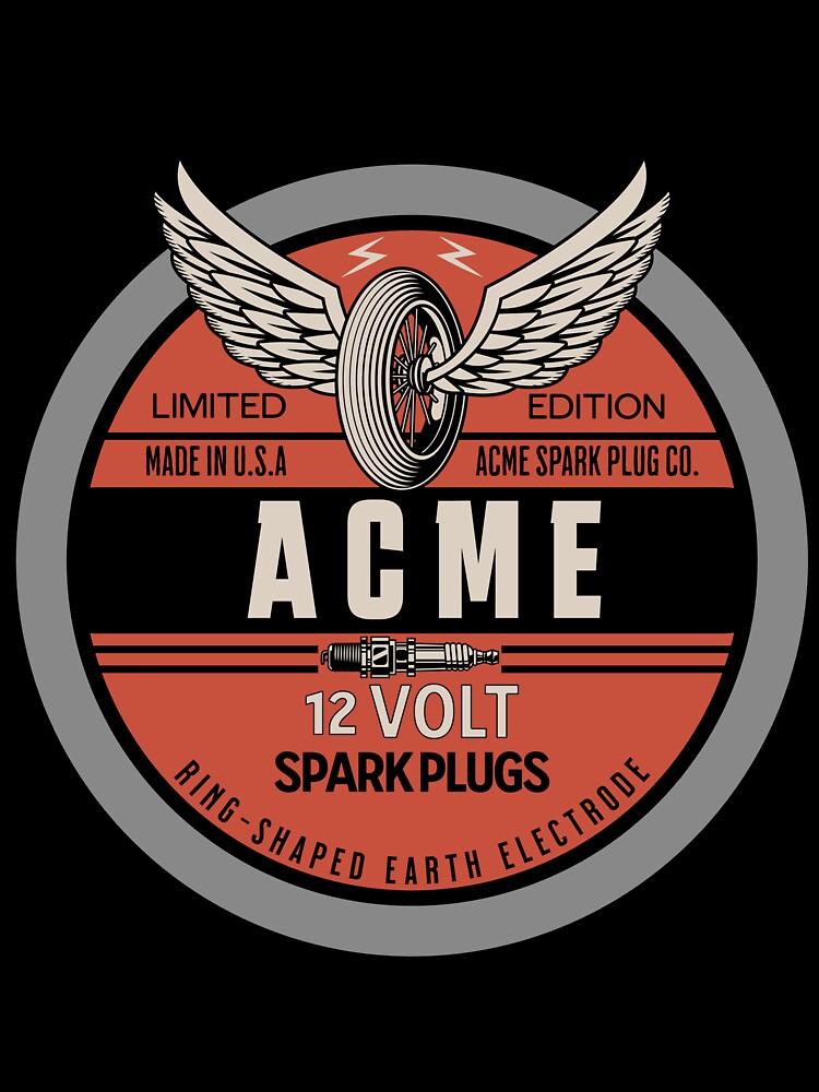 Acme Spark Plugs - Vintage Advertising - Cool Motorcycle Helmet Or Car Bumper Sticker by gratefulshop