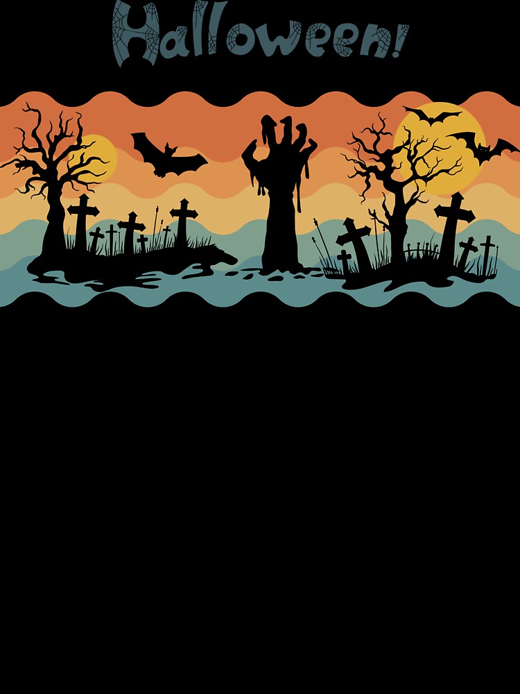 Retro Halloween Vintage.Happy Halloween.Spooky cemetery. by JAGA-ALIME