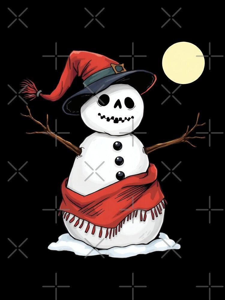 Spooky Snowman Under the Moon | Winter Decor by UnhingedBird