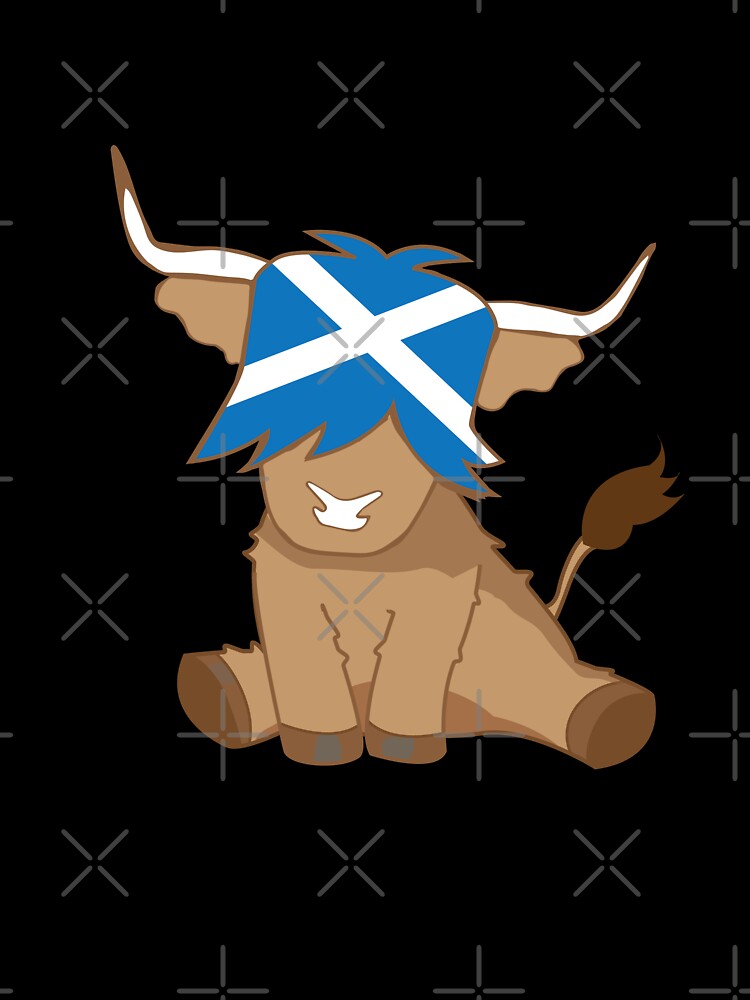 Cute scottish highland cow flag of scotland by Ayelandco
