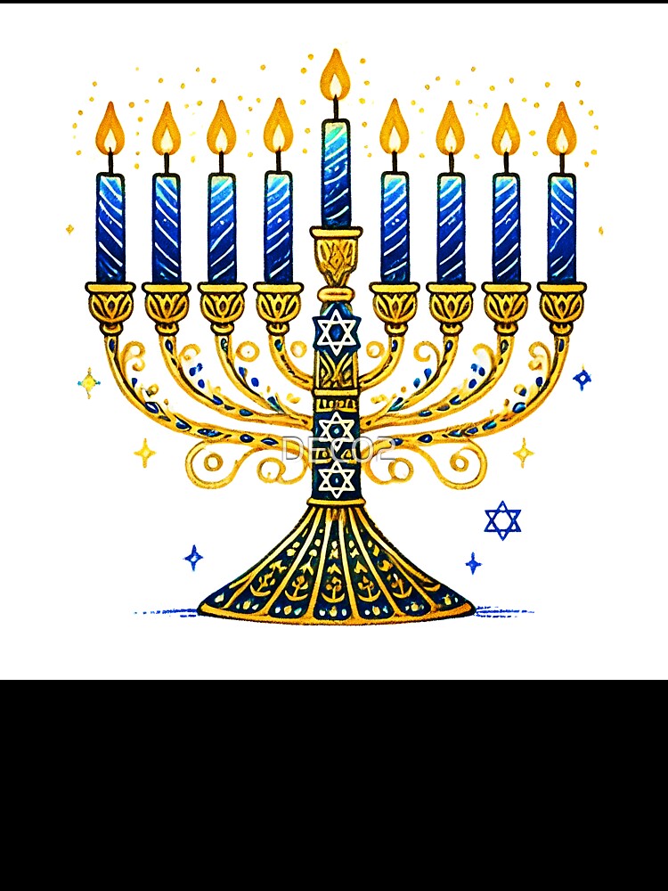 Hanukkah Holiday Menorah With Vibrant Candles Design Art by DEC02
