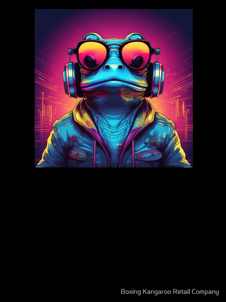 Frog in Headphones and Shades Synthwave by Boxing Kangaroo Retail Company