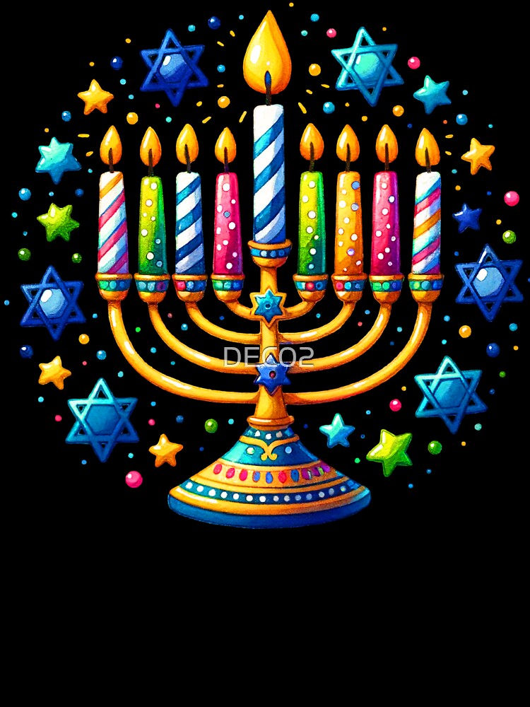 Colorful Hanukkah Menorah Design With Stars Of David by DEC02