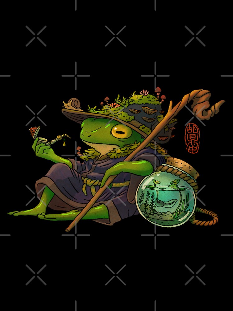 wise wizard frog and his son artwork asian style by DingHuArt