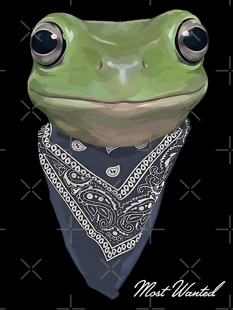 Most Wanted Frog in Bandana – Funny Western Frog Outlaw by artworkathome