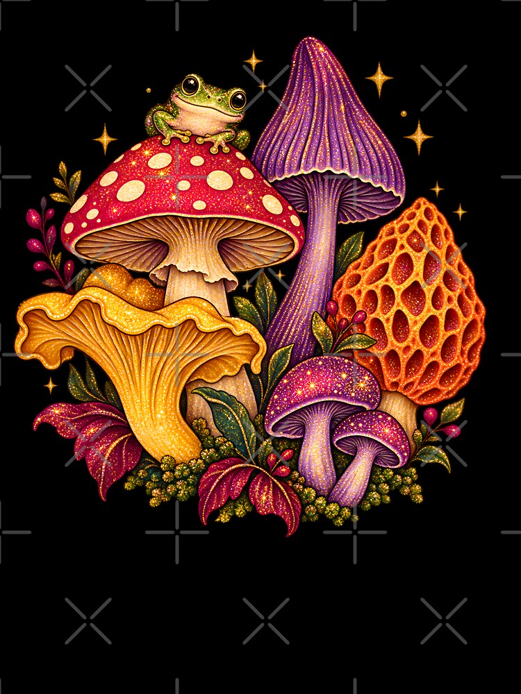 Enchanted Mushroom Garden | Whimsical Frog Fungi by AmiGraph