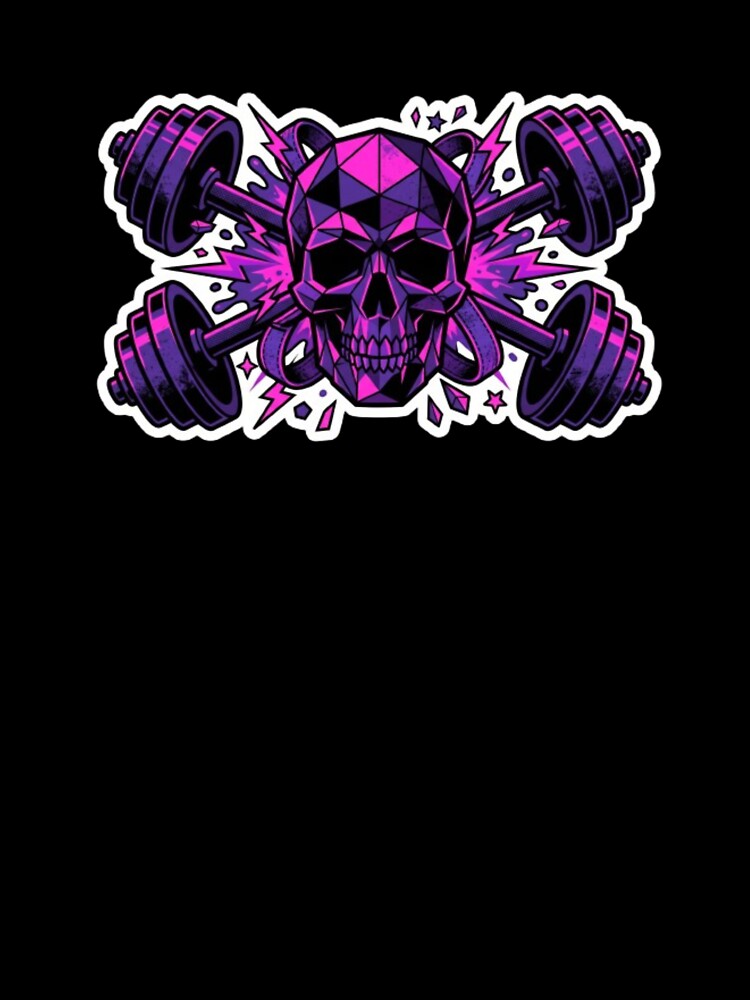 Aggressive Gym Skull & Barbell Graphic - Vaporwave Powerlifting Gear by OLLI_STORE