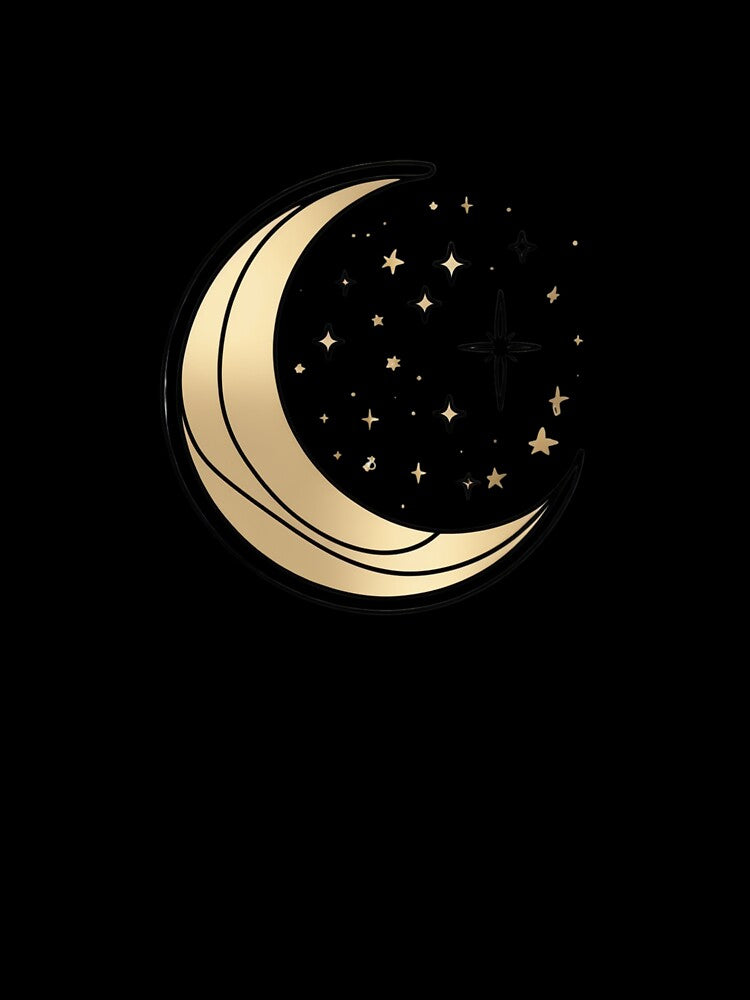 Mystical Celestial Moon and Stars – Minimalist Cosmic Design by LaurannaDesign