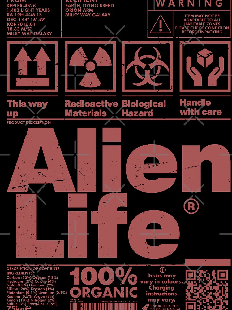 Alien Life Package Label In Rust Pink by allincolors