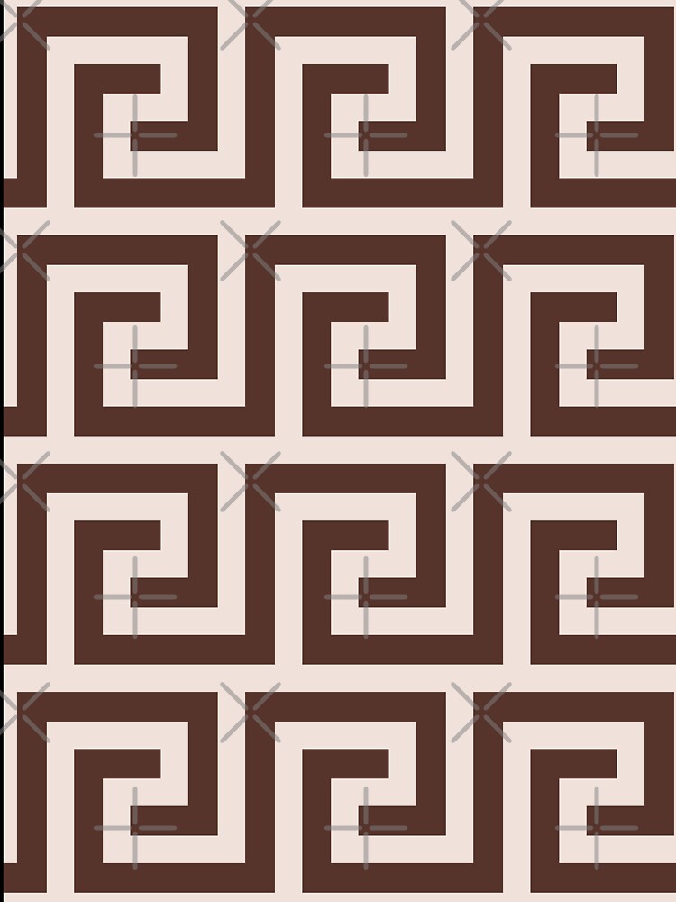 dark academia minimalist greek pattern in brown and cream by neopop