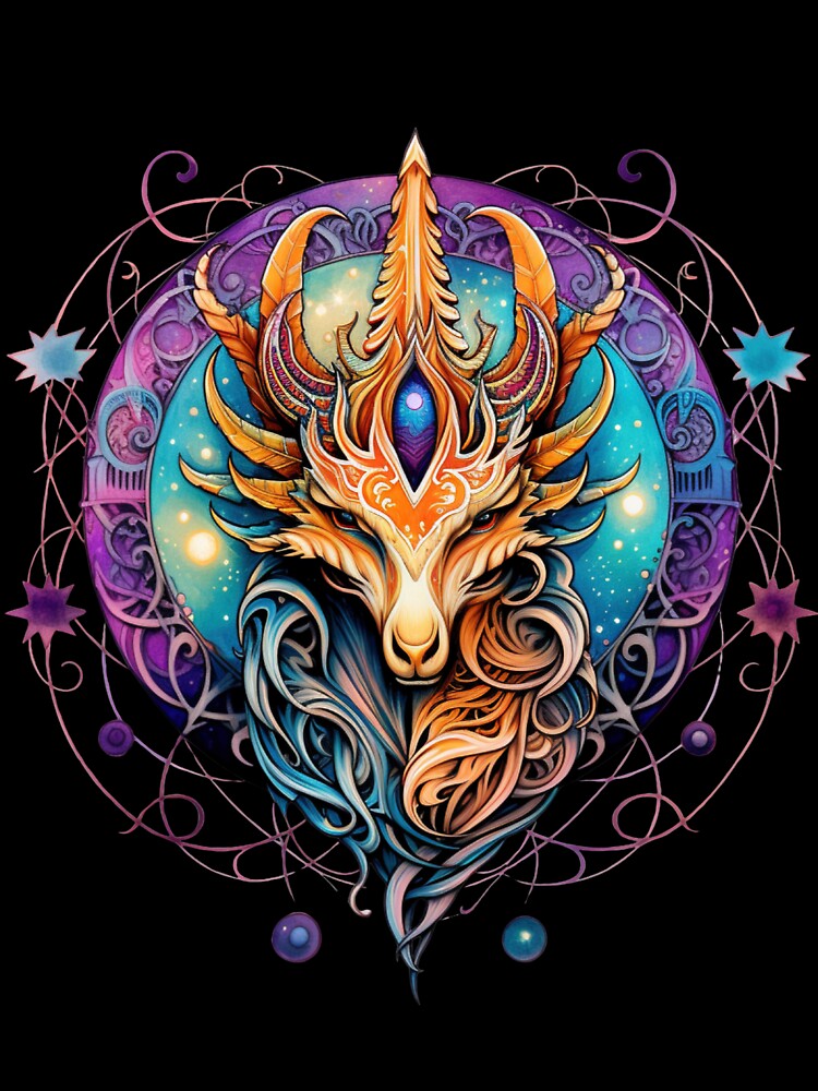 Celestial Aries Zodiac – Cosmic Ram Sacred Geometry Art by VinMerch