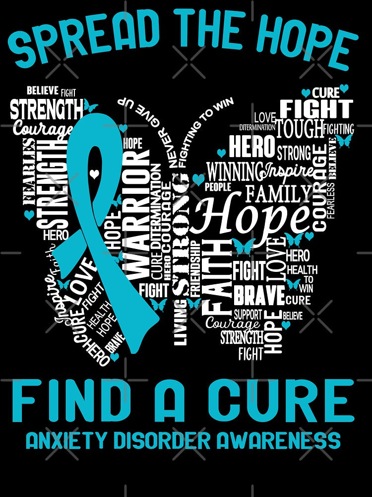 Butterfly Ribbon Spread The Hope Find A Cure Anxiety Disorder Awareness by Tadmab