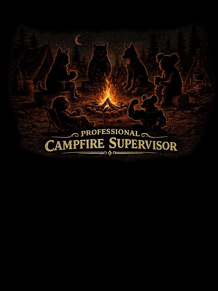 Professional Campfire Supervisor Retro Camping Humor by Claws & Chaos