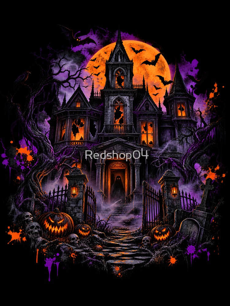 Haunted Gothic Mansion – Halloween Full Moon by Redshop04