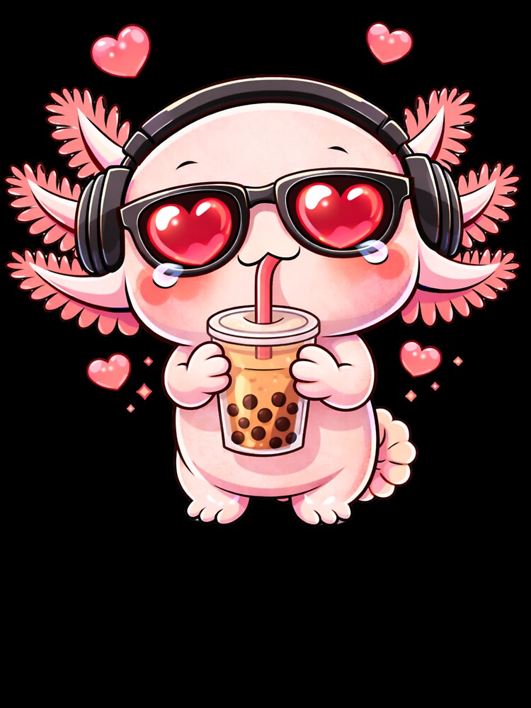 Bubble Tea Love Axolotl – Cute Kawaii Axolotl Drinking Boba Chibi Anime Design by ColorSplash123