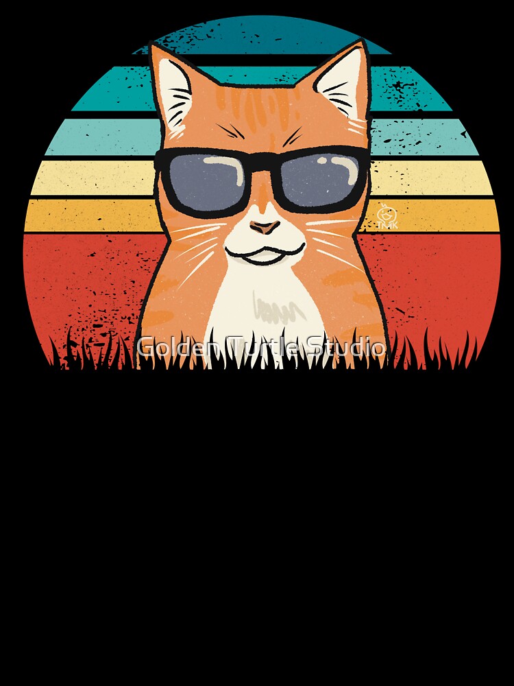 Retro Sunset Cool Cat by Golden Turtle Studio