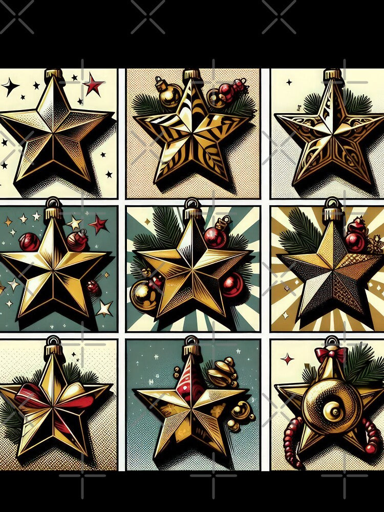 Christmas Pattern Gold Stars,Vintage Christmas Pattern,christmas retro,retro vintage christmas,vintage art by Expressions-Sel
