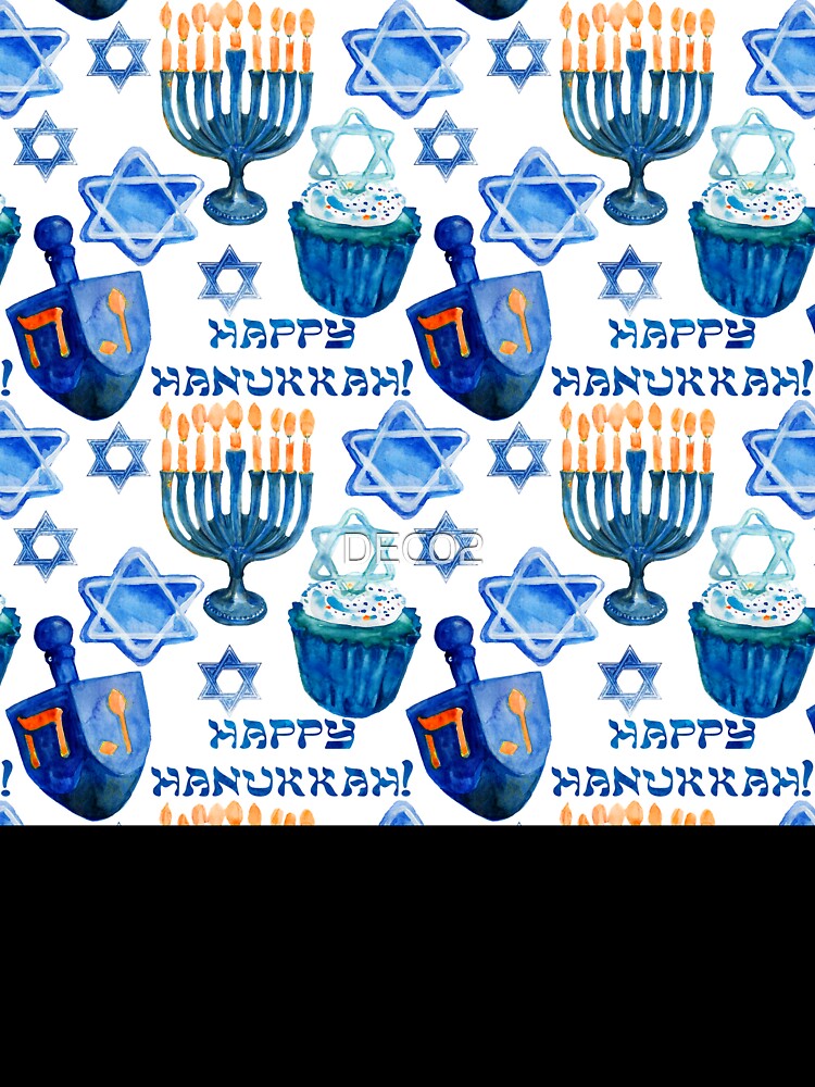 Hanukkah Pattern: Menorahs, Dreidels, and Star of David by DEC02