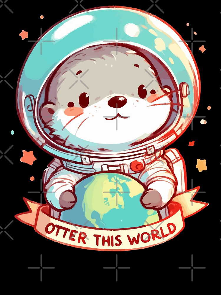 Otter This World Otter Pun Astronaut Space by TomFrontierArt
