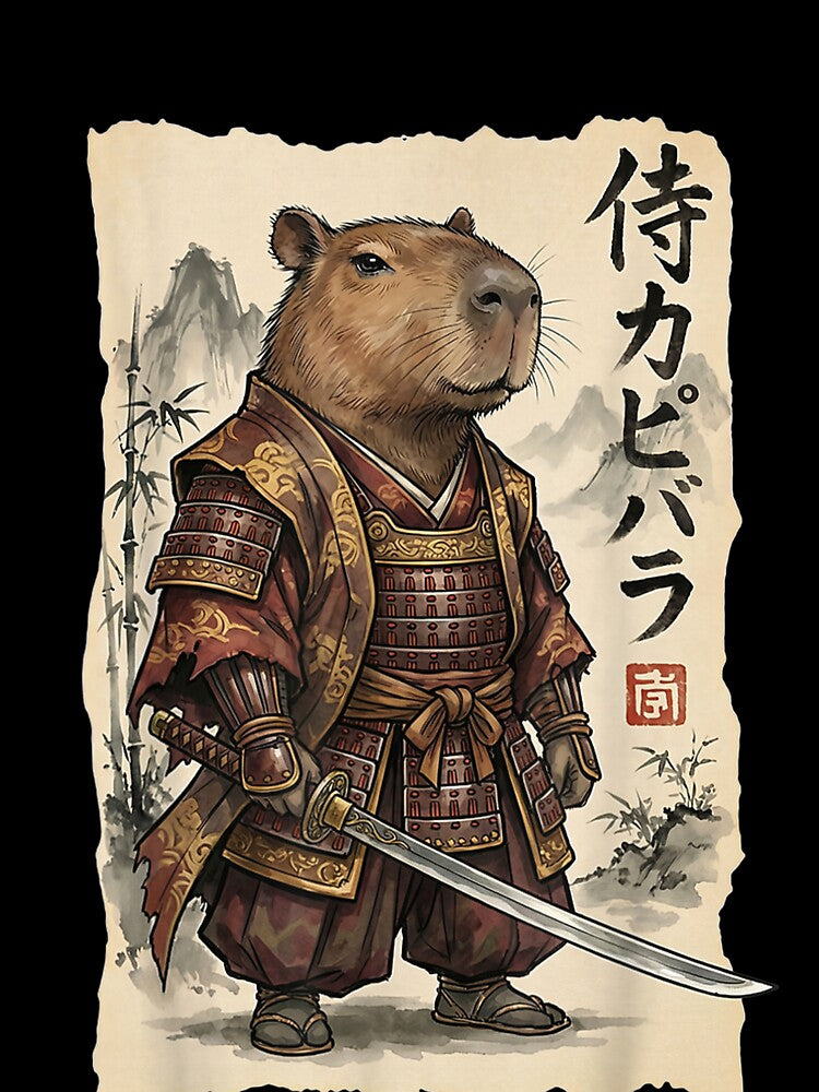 Samurai Capybara Japanese Art Vintage Graphic Funny Animal Art for Men Women Kids , Capybara Gift Lover by DZIRI NAJAT