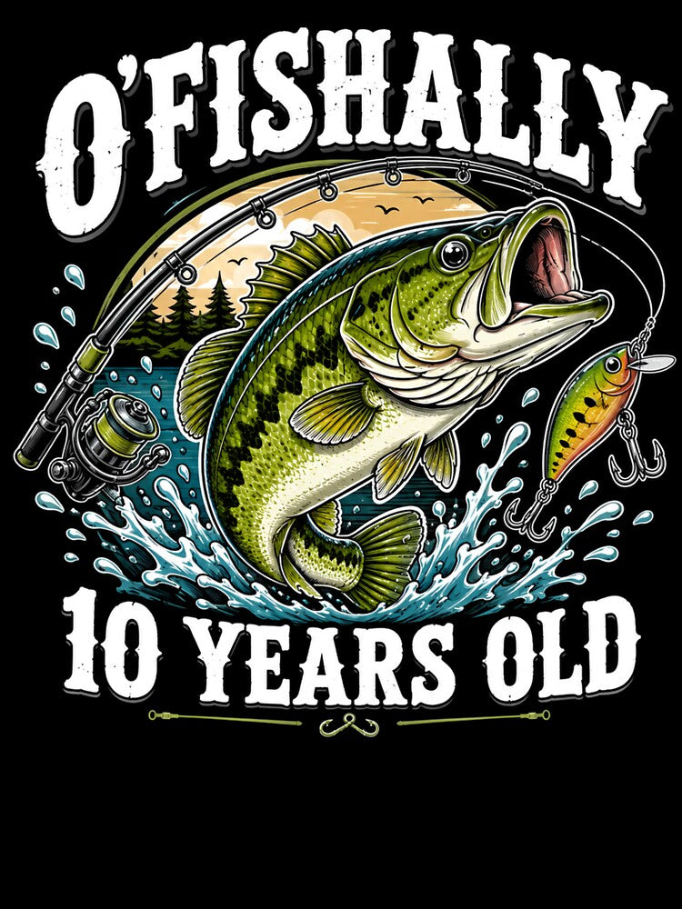 10 Years Old Bass Fishing Vintage Fisherman Design by Artbyrome