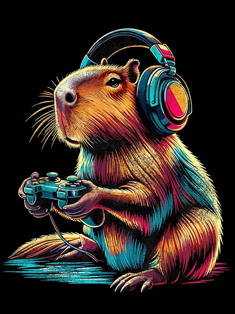 Capybara Funny Video Games Capybara Art for Men Women Kids , Capybara Gift Lover by DZIRI NAJAT