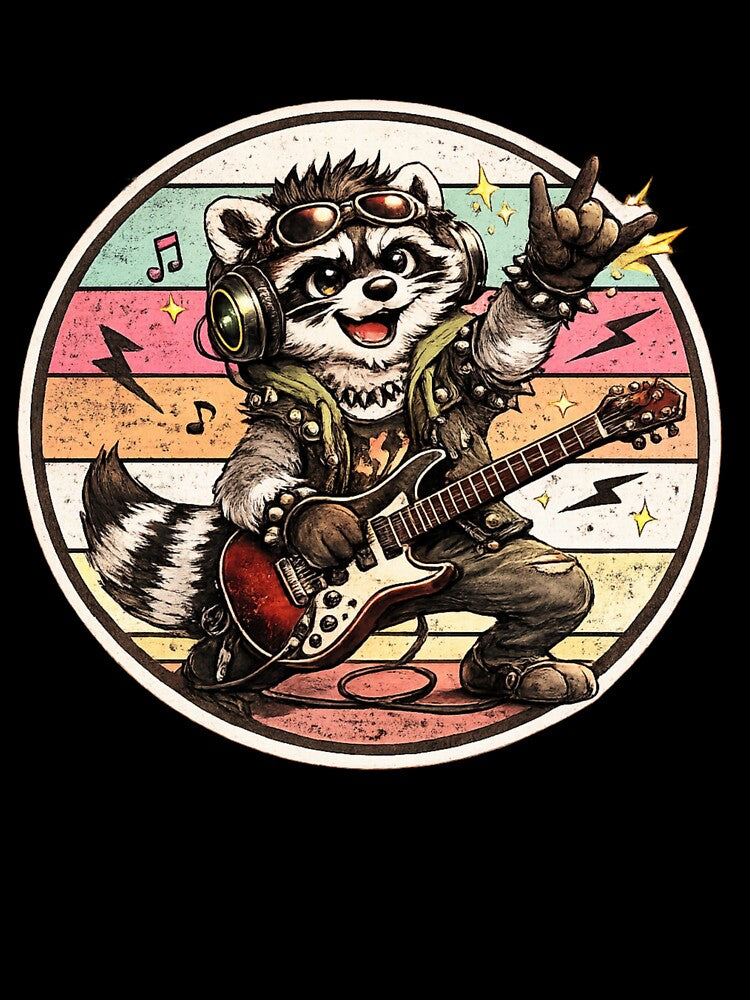 Rock Guitar Raccoon Design by StyleBloomes