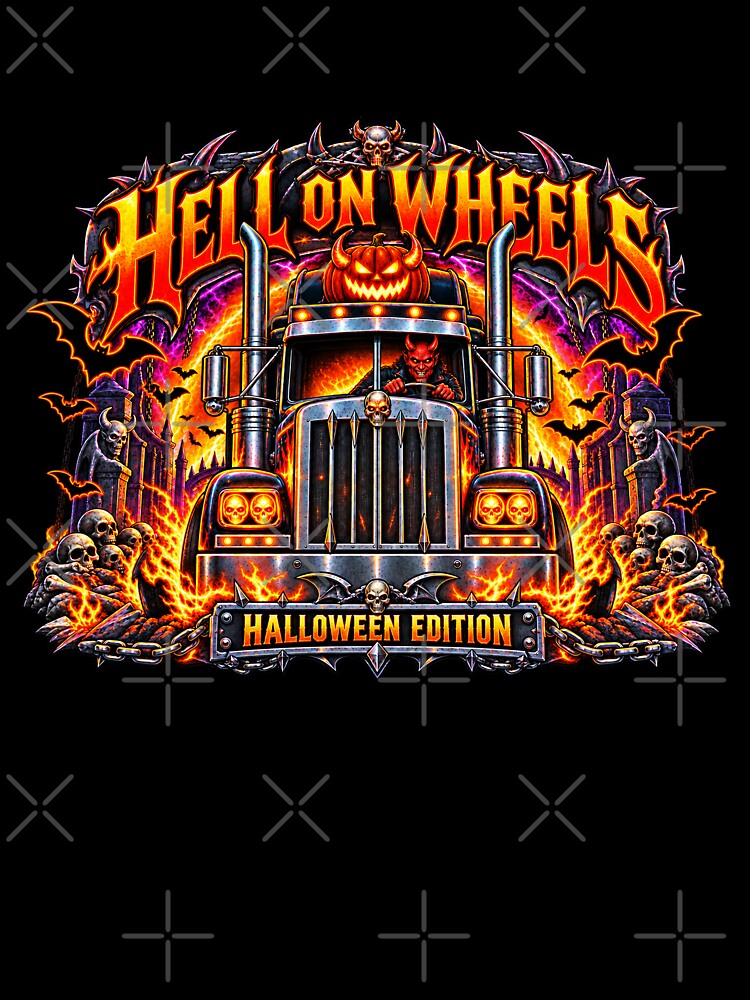 Hell On Wheels Halloween Edition Semi Truck - Fiery Devil Trucker Art by NomadForge
